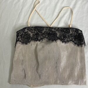 Leyden Womens Lace‎ Trim Cami Tank Top Size XS Pink/Silver NWT